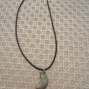 Labradorite Elegant Black Necklace with Crescent Pendant